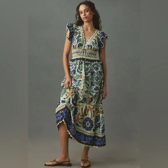 FARM Rio Ocean Tapestry Maxi Dress Size Small - Picture 2 of 16